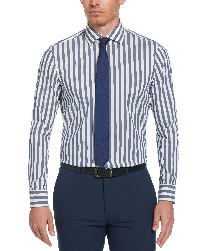 Contemporary Cool Bold Outfits Slim Fit Bold Striped Print Dress Shirt