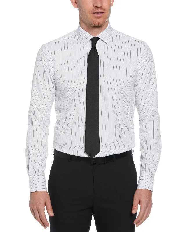 Vintage Sleek Modern Clothing Slim Fit Button-Down Stretch Stripe Dress Shirt