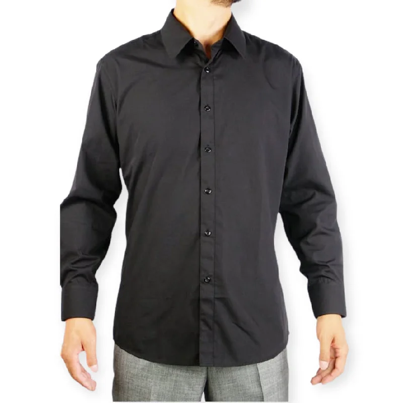 Timeless Smart Chic Outfits AMANTI: Slim Dress Shirt Black