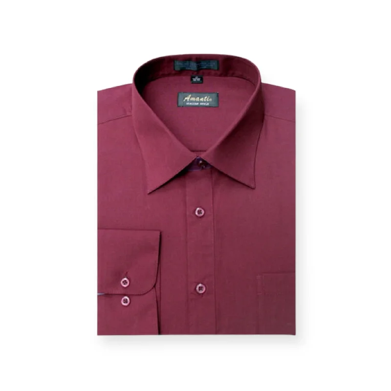 Contemporary Street Minimal Apparel AMANTI: Slim Dress Shirt Burgundy