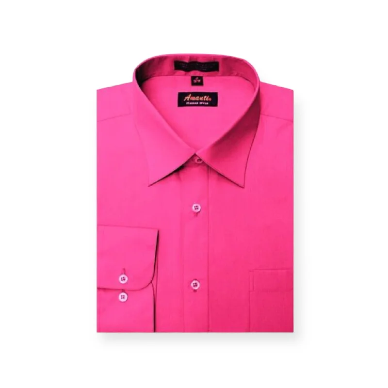 Retro Rugged Sporty Jackets AMANTI: Slim Dress Shirt Fuchsia