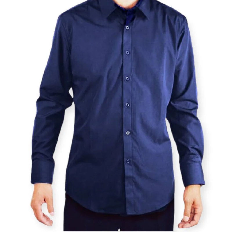 Rugged Classic Premium Wardrobe AMANTI: Slim Dress Shirt Navy