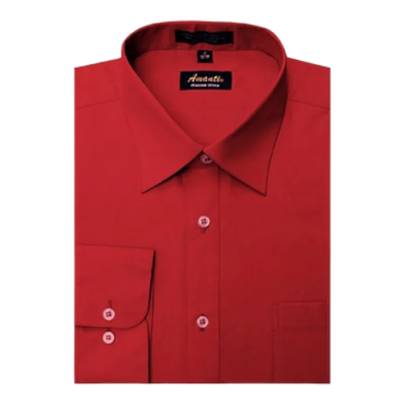 Smart Contemporary All-Weather Outfits AMANTI: Slim Dress Shirt Red