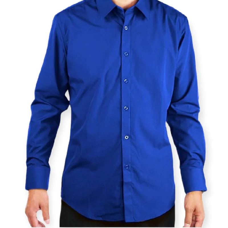 Street Minimal Modern Clothing AMANTI: Slim Dress Shirt Royal