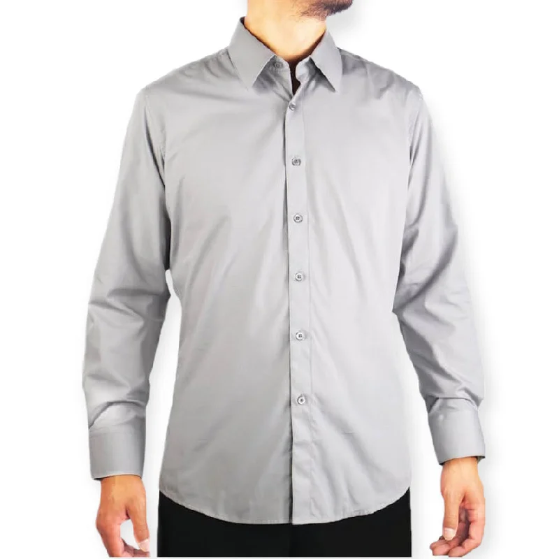 Retro Monochrome Everyday Jeans AMANTI: Slim Dress Shirt Silver