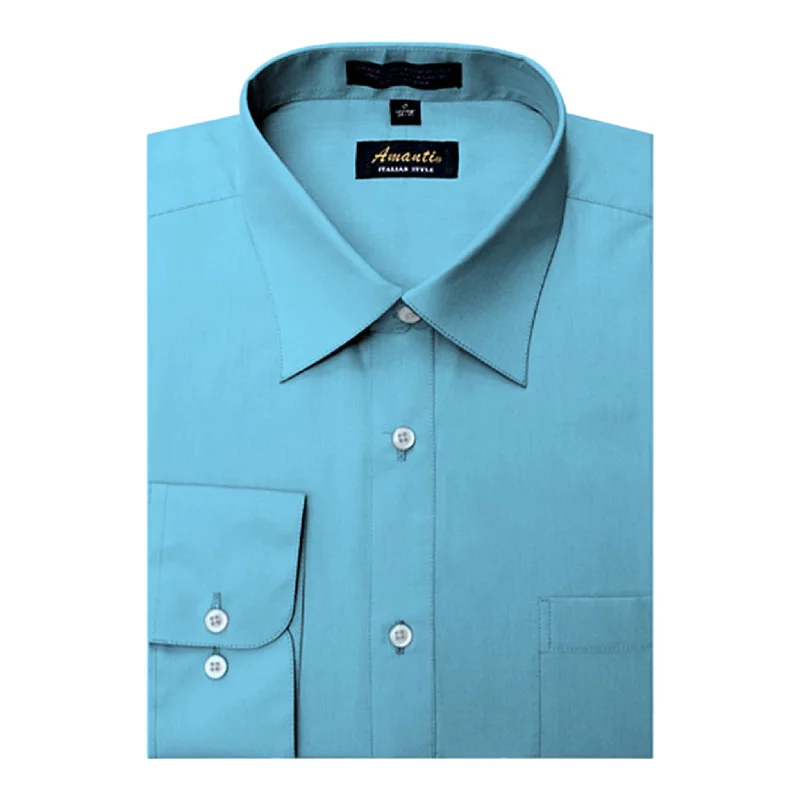 Timeless Minimal Trendy Pants AMANTI: Slim Dress Shirt Teal