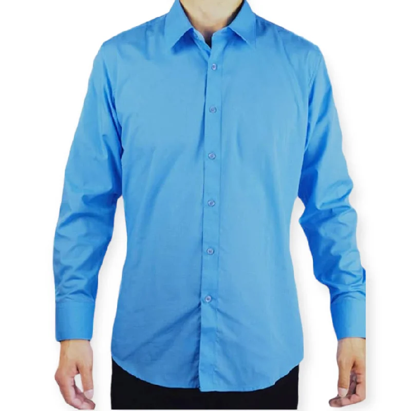 Contemporary Luxe Bold Outfits AMANTI: Slim Dress Shirt Turquoise
