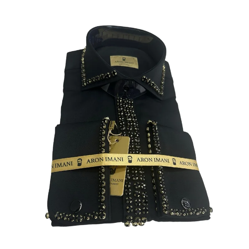 Effortless Classic Comfort Clothes ARON IMANI: Embellished Dress Shirt MQ1223