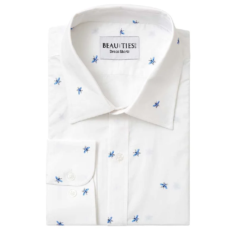 Understated Rugged Trendy Look Blue Bee Dress Shirt