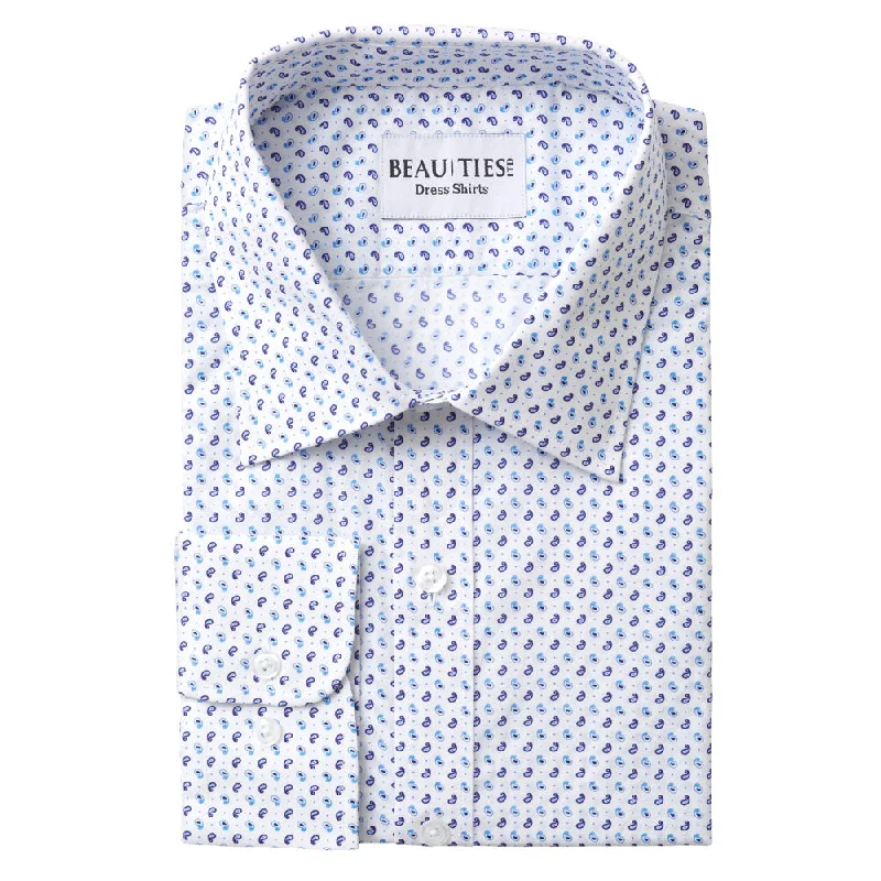 Chic Smart Modern Outfit Blue Paisley Dress Shirt