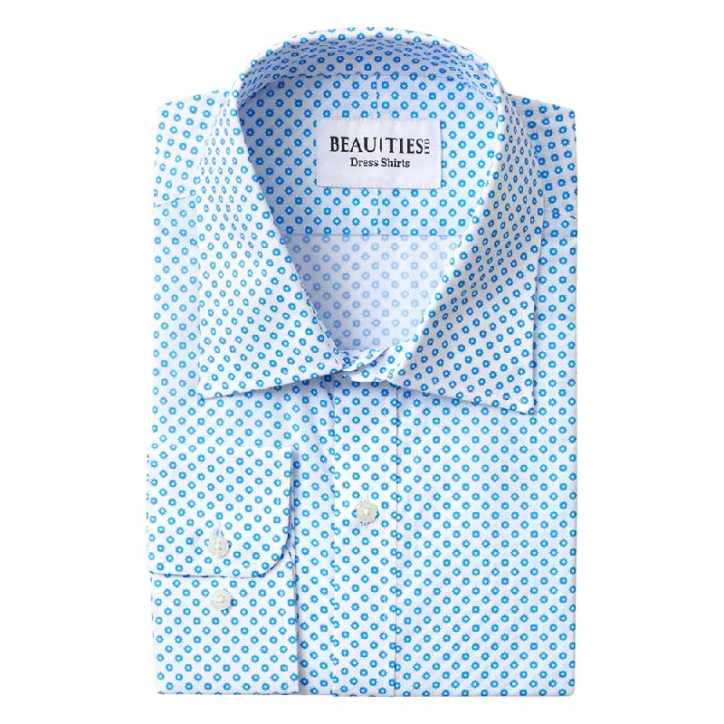 Retro Smart Relaxed Fit Blue Star Dress Shirt