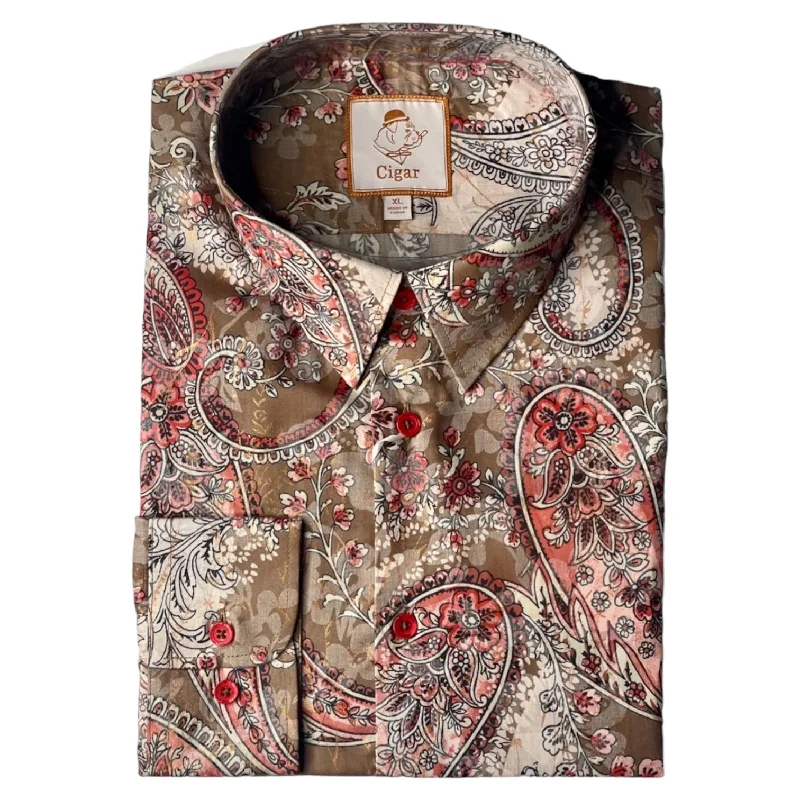 Smart Urban Office Outfits CIGAR COUTURE: Sunset LS Button Down S-4618