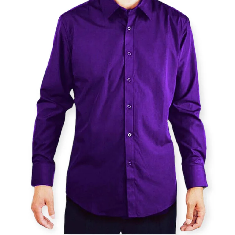 Modern Edgy Smart Suits AMANTI: Slim Dress Shirt Purple