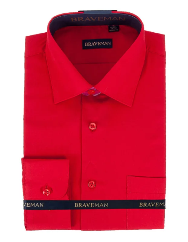 Understated Luxury Chic Outfits Mens Slim Fit Dress Shirt in Red