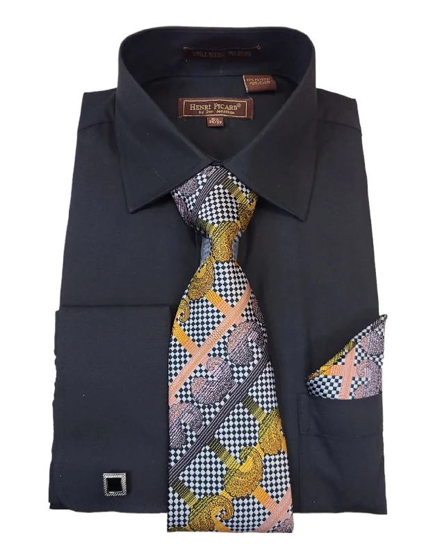 Classic Edge Casual Attire Henri Picard Dress shirt with Matching tie