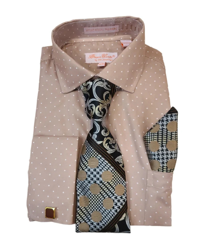 Timeless Rebel Trendy Tees Henri Picard PolkaDot Dress Shirt