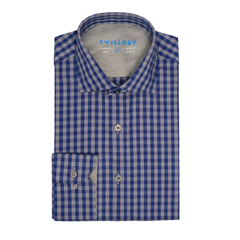 Retro Monochrome Travel Wear HIKER // Performance Grey / Blue Mini Gingham