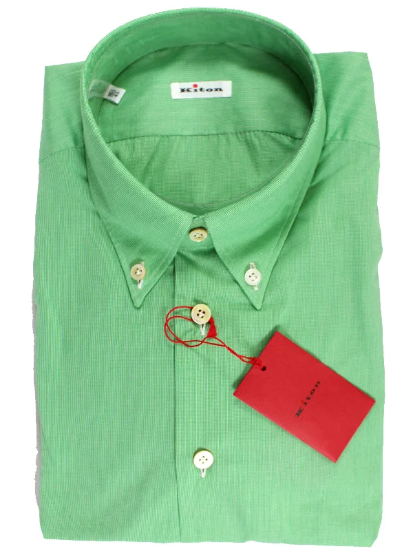 Relaxed Cool Designer Casuals Kiton Shirt Royal Green Solid Button Down Collar 42 - 16 1/2 FINAL SALE Relaxed Cool Designer Casuals Kiton Shirt Royal Green Solid Button Down Collar 42 - 16 1/2 FINAL SALE