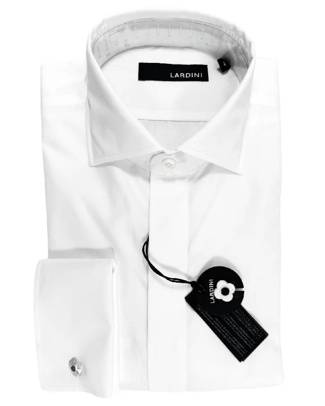 Timeless Urban Comfy Tops Lardini Tuxedo Shirt White French Cuffs 42 - 16 1/2 Sartorial