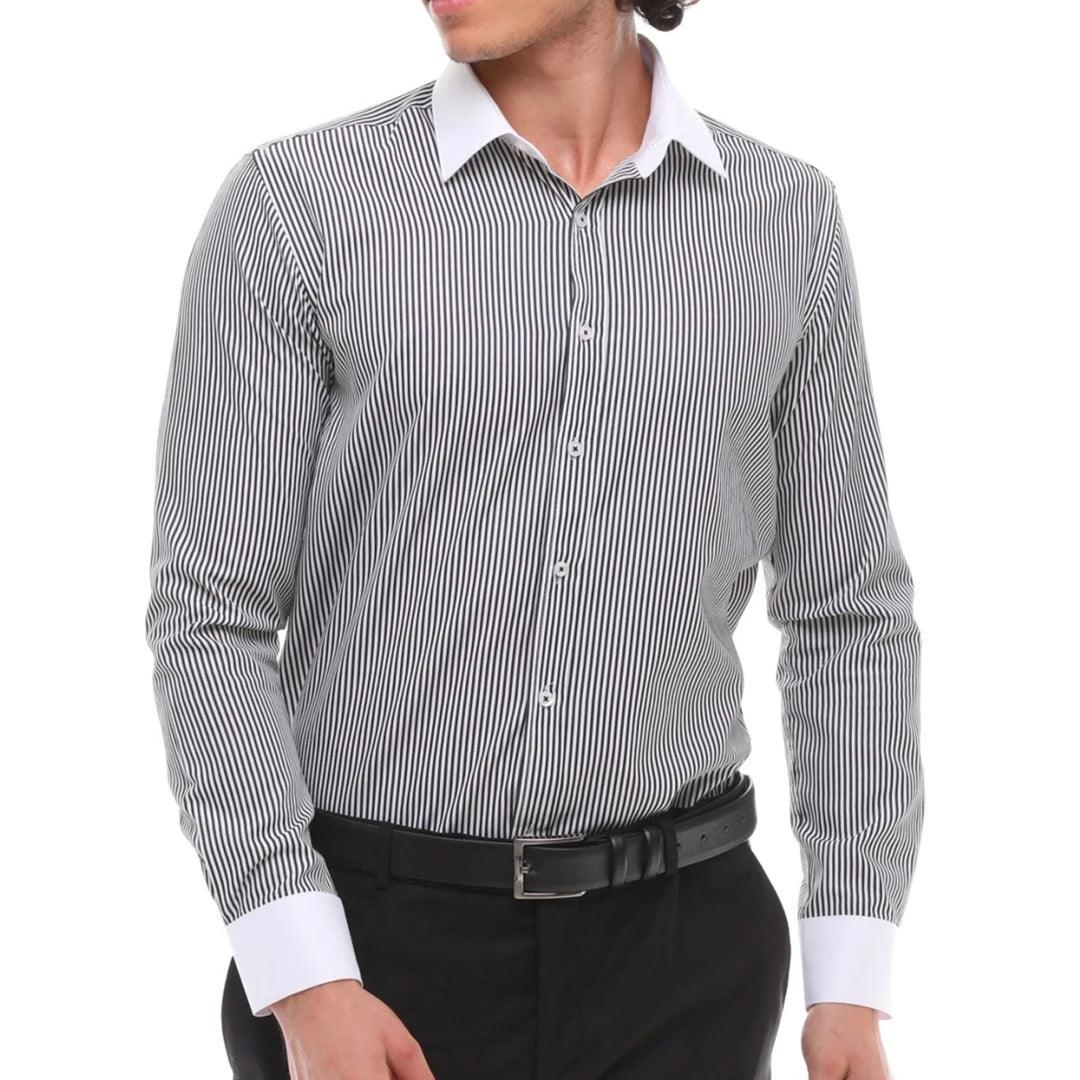 Polished Street Relaxed Jackets Mens Button Down Stripe Dress Shirt Smart Formal Classic Collar Polished Street Relaxed Jackets Mens Button Down Stripe Dress Shirt Smart Formal Classic Collar