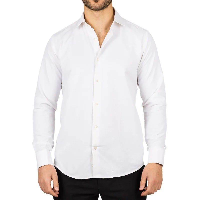 Effortless Minimal Modern Basics Men's Cream Long Sleeve Regular Fit Double Cuff Twill Oxford Shirt Effortless Minimal Modern Basics Men's Cream Long Sleeve Regular Fit Double Cuff Twill Oxford Shirt