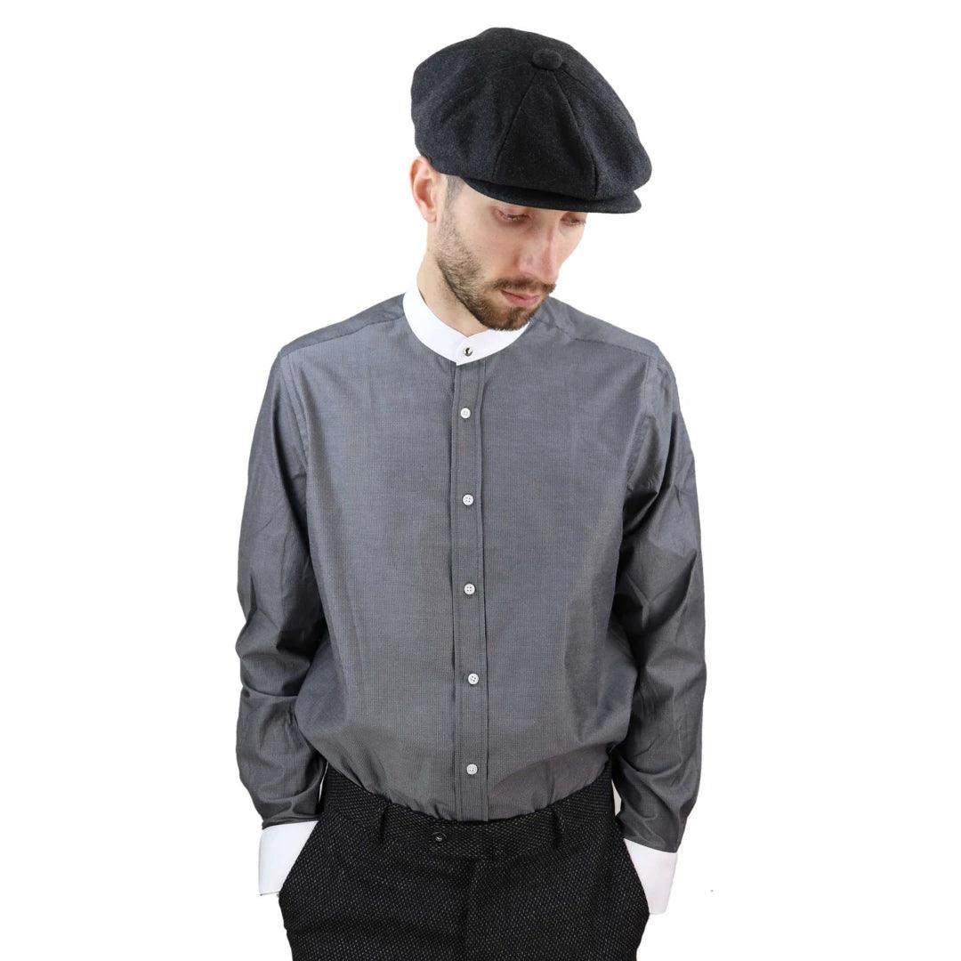 Heritage Edge Casual Jackets Mens Peaky Blinders Polka Shirt Removable Collar Penny Button Nehru Collarless Heritage Edge Casual Jackets Mens Peaky Blinders Polka Shirt Removable Collar Penny Button Nehru Collarless