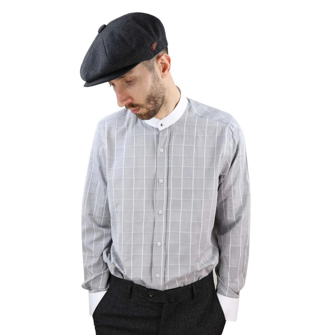 Contemporary Rugged Classic Styles Mens Peaky Blinders Shirt Removable Collar Penny Button Check Nehru Collarless Contemporary Rugged Classic Styles Mens Peaky Blinders Shirt Removable Collar Penny Button Check Nehru Collarless