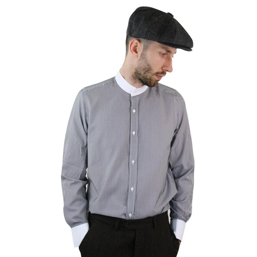 Contemporary Classic Casual Styles Mens Retro 1920s Shirt Vintage Classic Removable Collar Stripe Grandad Nehru Shelby Penny Button Contemporary Classic Casual Styles Mens Retro 1920s Shirt Vintage Classic Removable Collar Stripe Grandad Nehru Shelby Penny Button