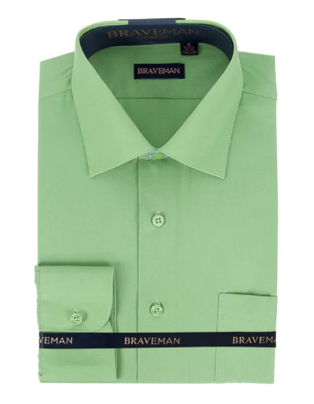 Minimal Luxe Basic Essentials Mens Slim Fit Dress Shirt in Apple Green