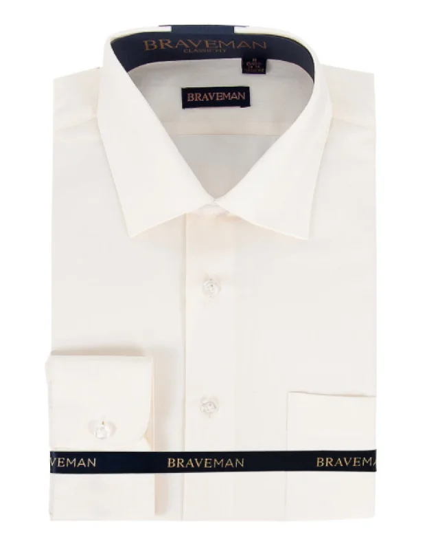 Polished Minimal Comfortable Fits Mens Slim Fit Dress Shirt in Ivory