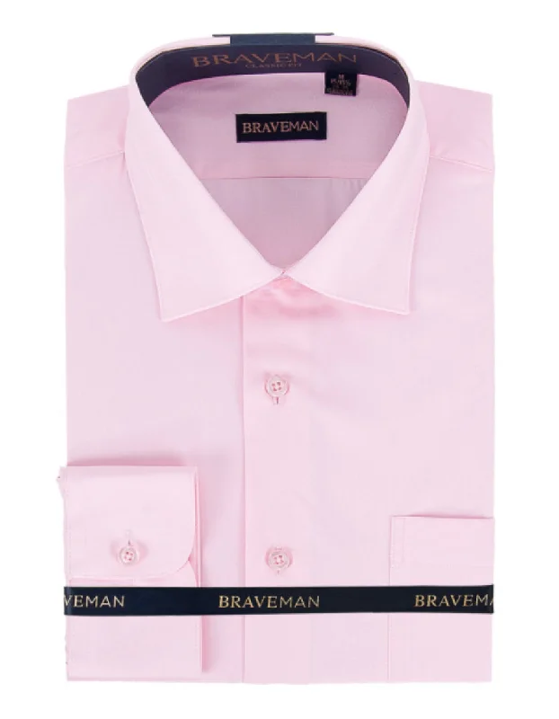 Vintage Rugged Minimal Apparel Mens Slim Fit Dress Shirt in Pink