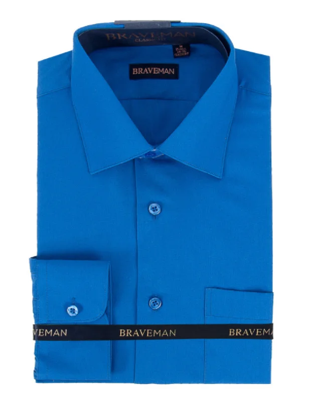 Contemporary Rugged Layered Clothing Mens Slim Fit Dress Shirt in Royal Blue