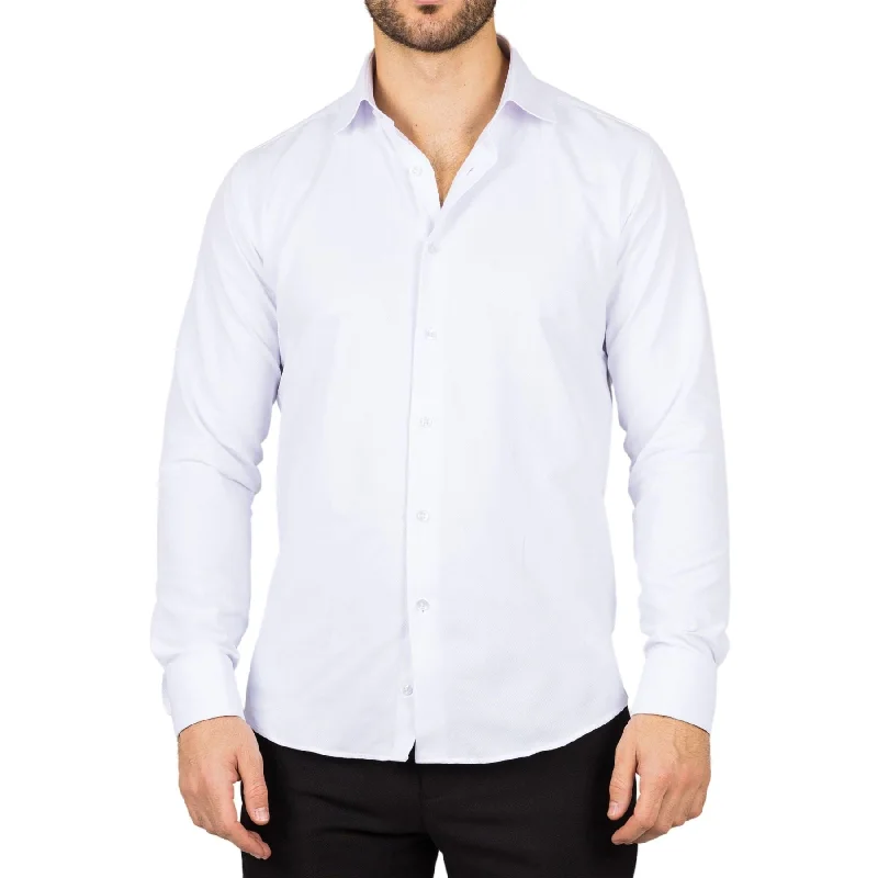 Rugged Rebel Urban Outfits Men's White Long Sleeve Regular Fit Double Cuff Twill Oxford Shirt Rugged Rebel Urban Outfits Men's White Long Sleeve Regular Fit Double Cuff Twill Oxford Shirt