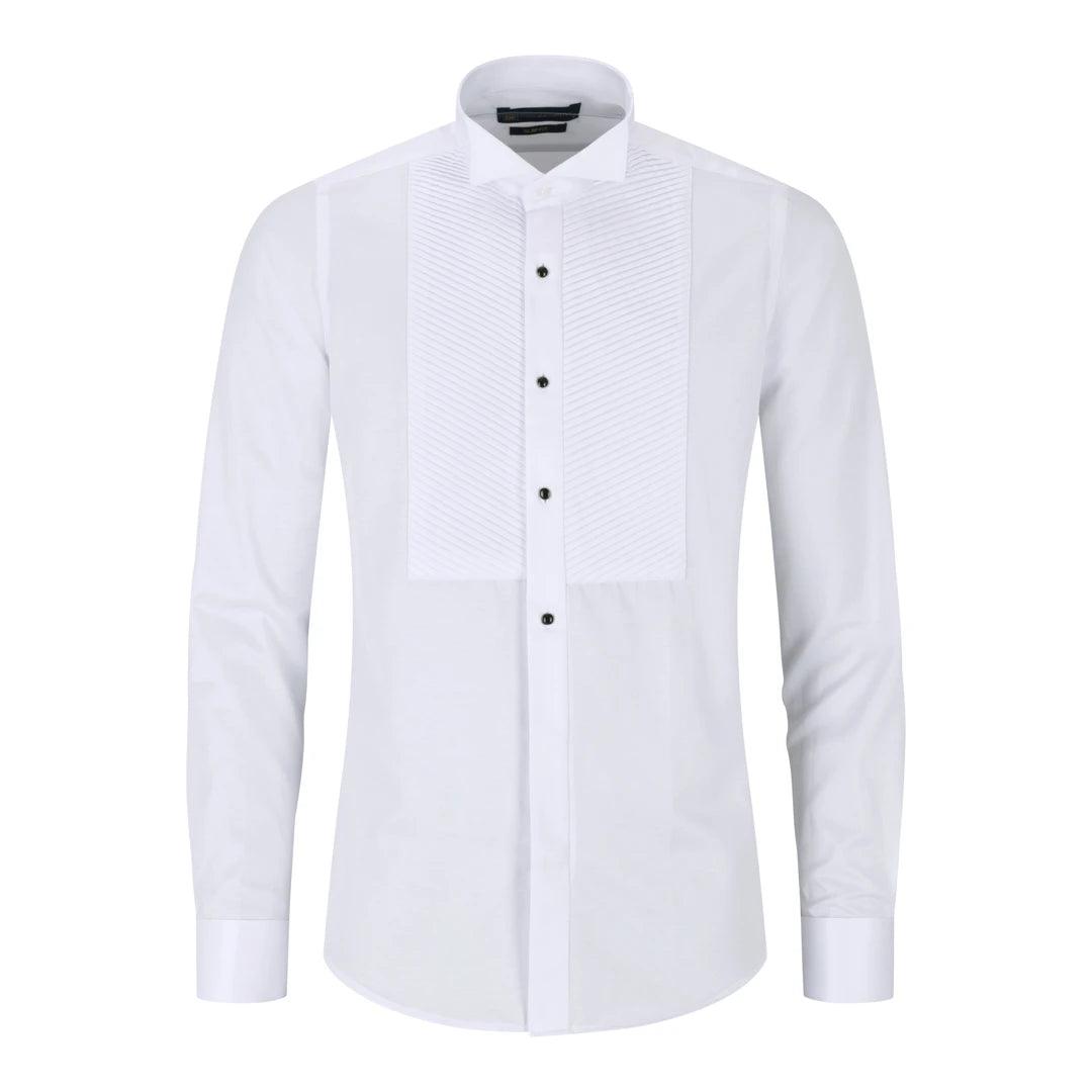 Rugged Edge Fresh Outfit Mens Wing Collar White Shirt Pleated Tuxedo Double Cuff Slim Fit Satin Cotton Rugged Edge Fresh Outfit Mens Wing Collar White Shirt Pleated Tuxedo Double Cuff Slim Fit Satin Cotton