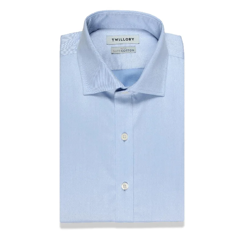 Modern Relaxed Office Outfits Non-Iron Blue Twill