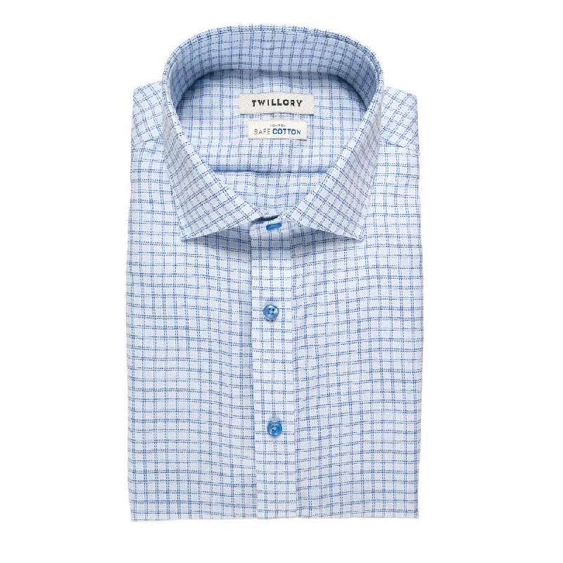Chic Monochrome Weekend Styles Non-Iron Blue Windowpane Twill