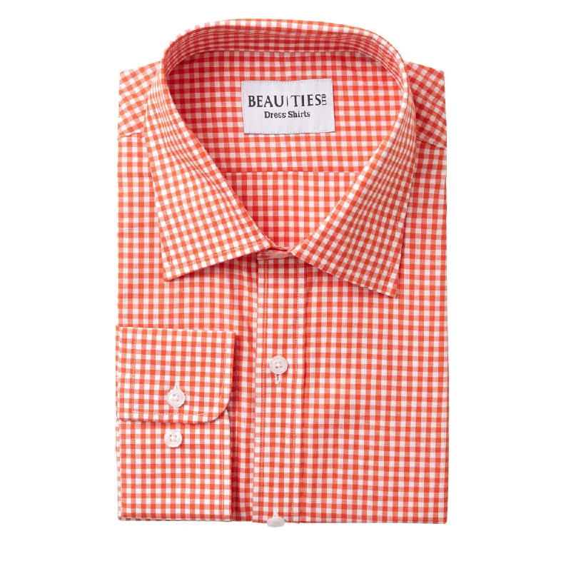 Relaxed Rebel Weekend Gear Orange Gingham Dress Shirt
