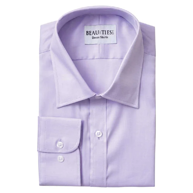 Vintage Sleek Smart Casual Purple Herringbone Dress Shirt