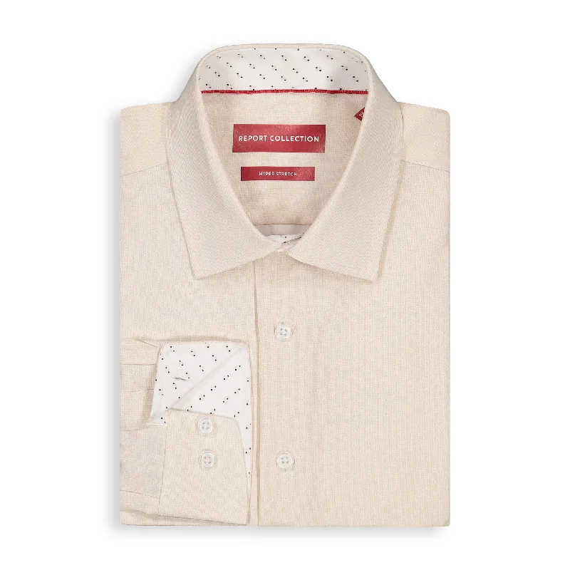 Modern Rebel Smart Casual Beige Geometric Recycled Shirt
