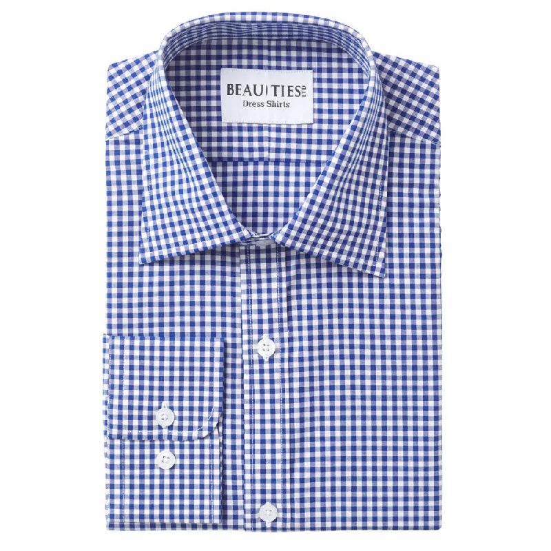 Contemporary Cool Classic Apparel Royal Blue Gingham Dress Shirt