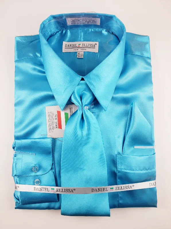 Retro Smart Athletic Gear Satin Dress shirt with matching Tie set