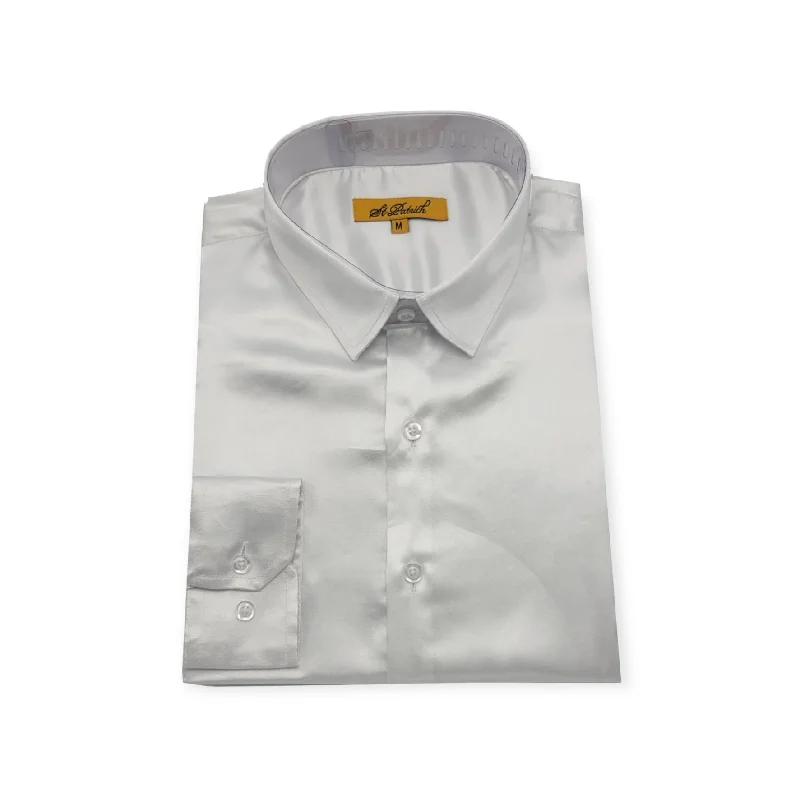 Smart Cool Simple Styles ST. PATRICK: Satin Slim Fit Dress Shirt SSS