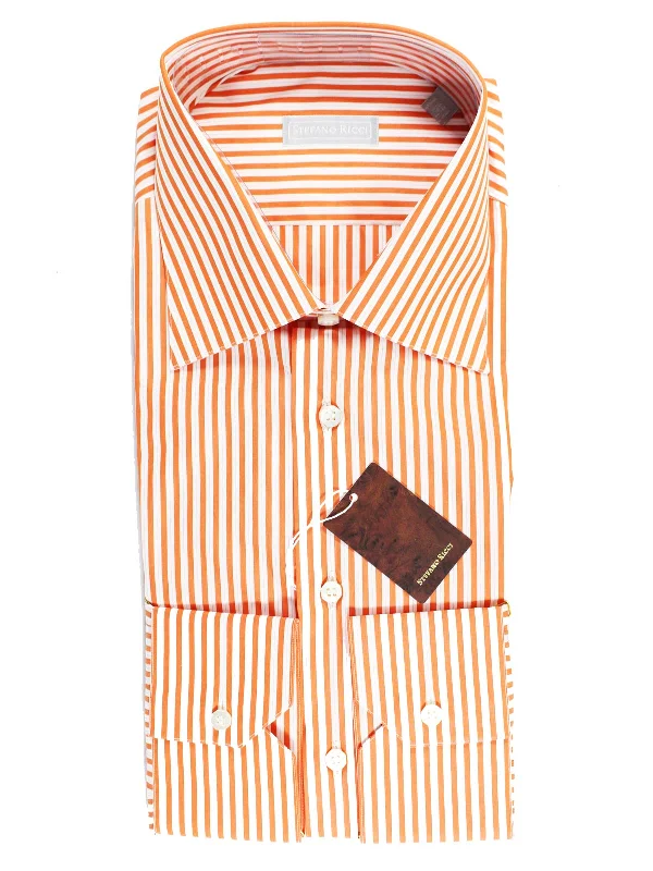 Classic Edge Urban Fashion Stefano Ricci Dress Shirt White Orange Stripes 45 - 17 3/4 SALE Classic Edge Urban Fashion Stefano Ricci Dress Shirt White Orange Stripes 45 - 17 3/4 SALE