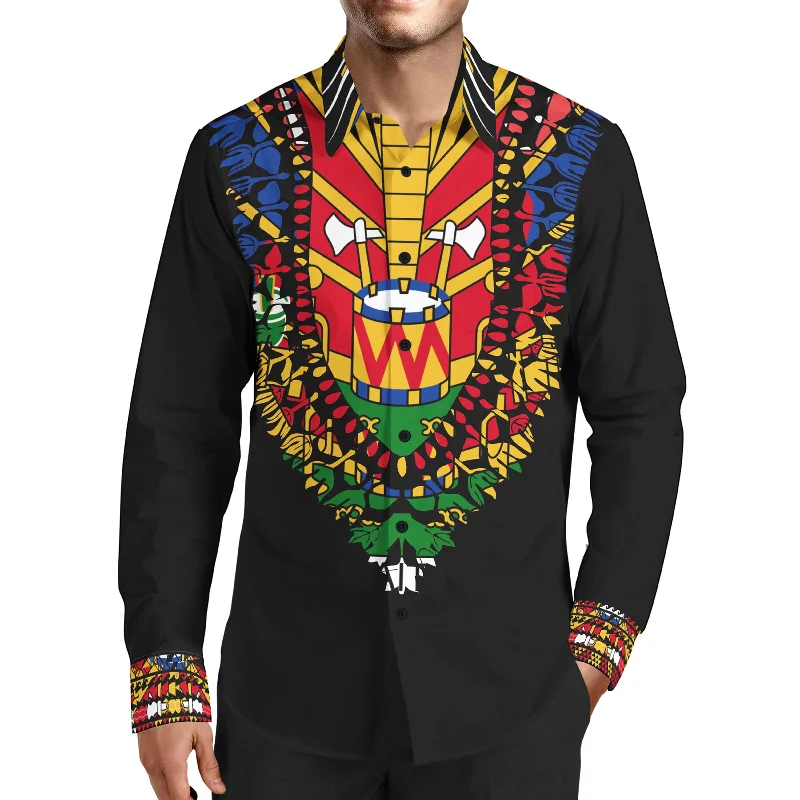 Polished Edge Modern Outfit TMMG LUXURY HAITIAN FLAG INSPIRED DASHIKI DRESS SHIRT