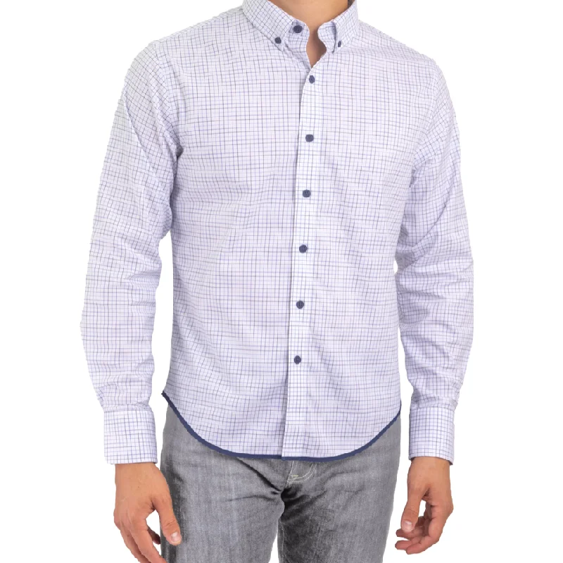 Chic Relaxed Bold Colors untuck(able) Tri-Blue Windowpane