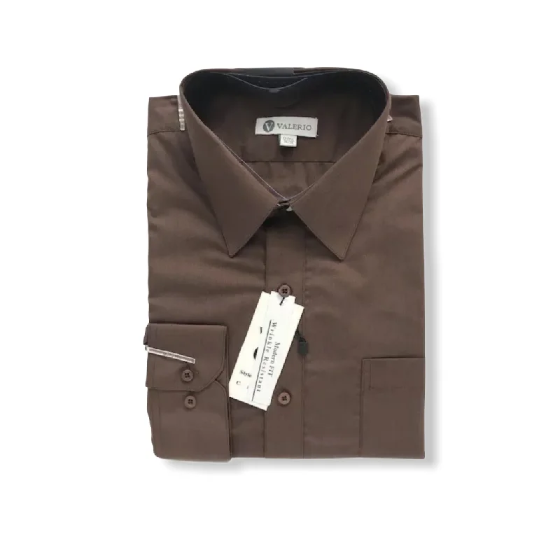 Polished Classic Classic Styles Valerio Brown Dress Shirt (NEW)