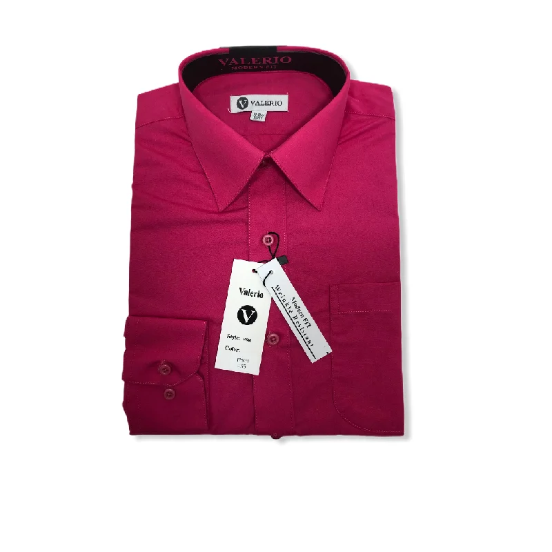 Chic Relaxed Comfortable Fits Valerio Fuchsia Dress Shirt (NEW)