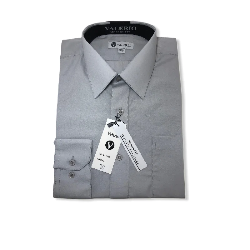 Smart Contemporary Minimal Apparel Valerio Grey Dress Shirt (NEW)