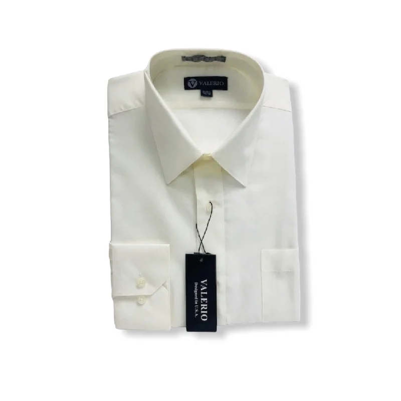 Retro Monochrome Sporty Jackets Valerio Ivory Dress Shirt (NEW)