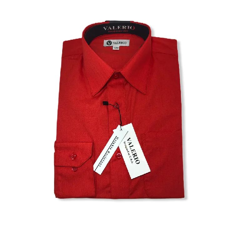 Polished Minimal All-Weather Outfits Valerio Red Dress Shirt (NEW)
